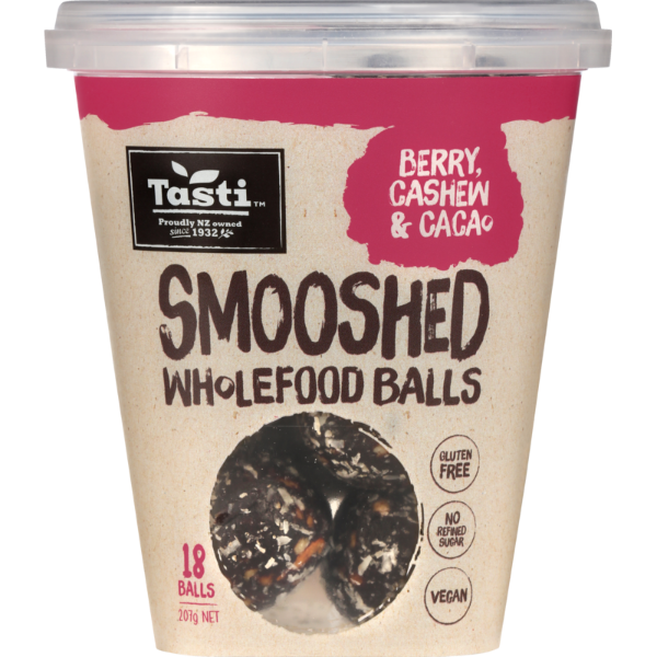Tasti Berry Cashew & Cacao Smooshed Wholefood Balls 18pk 207g
