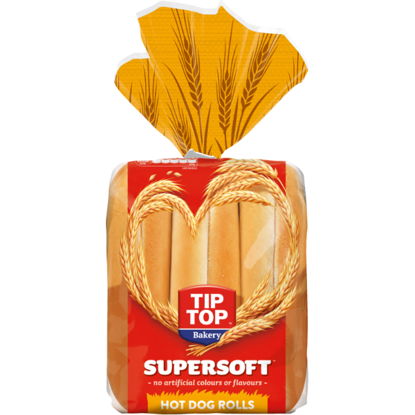 Tip Top Supersoft Hot Dog Roll Sliced 6pk