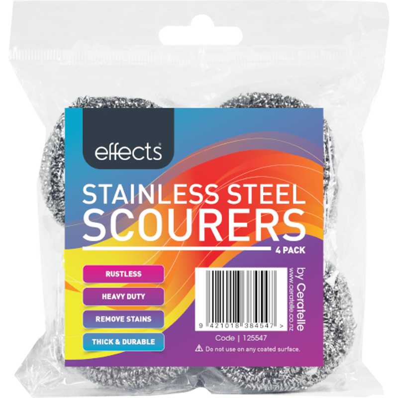Effects Stainless Steel Scourers 4pk