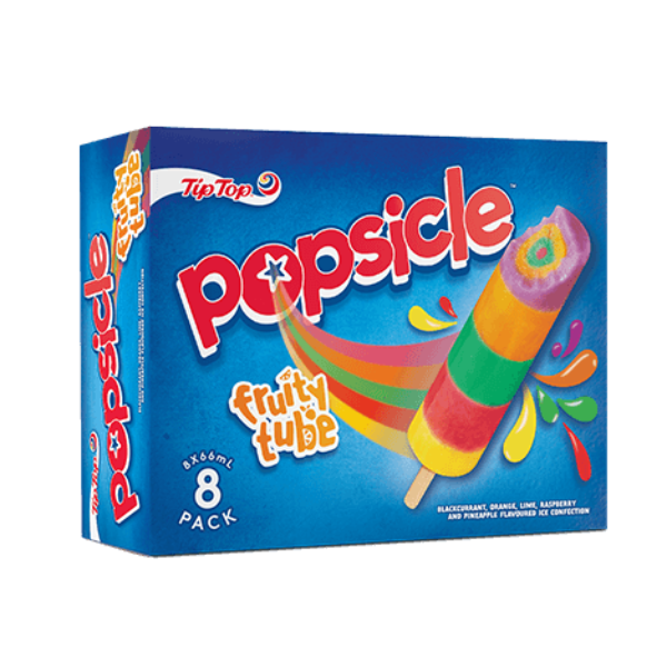 Tip Top Popsicle Fruity Tube Ice Blocks 8pk 528ml