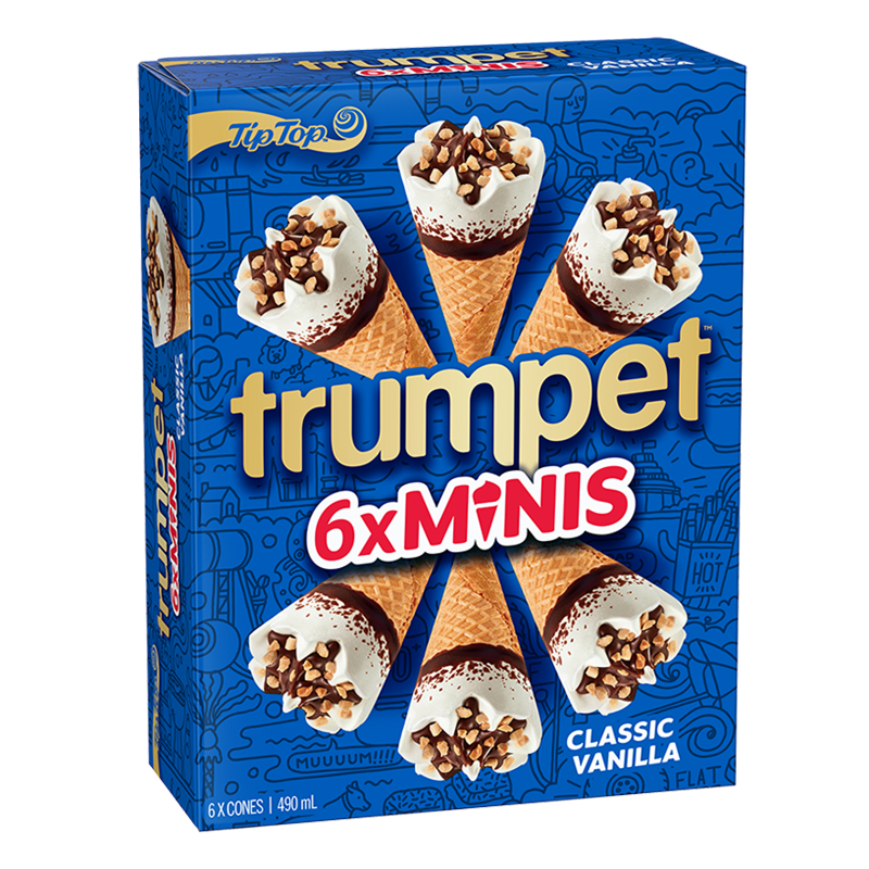 Tip Top Trumpet Mini Vanilla Ice Cream On Cone 6pk 490ml