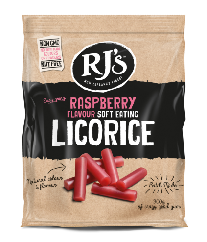 RJs Soft Eating Raspberry Licorice 300g