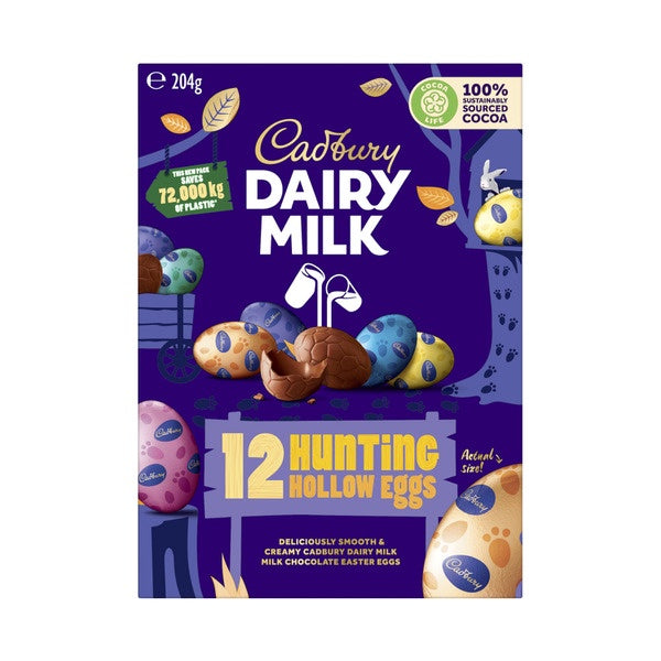 Cadbury Dairy Milk Hollow Chocolate Hunting Easter Eggs 12pk 204g