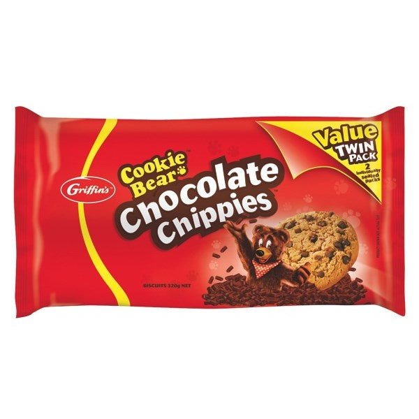 Griffins Cookie Bear Chocolate Chippies Biscuits Twin 320g