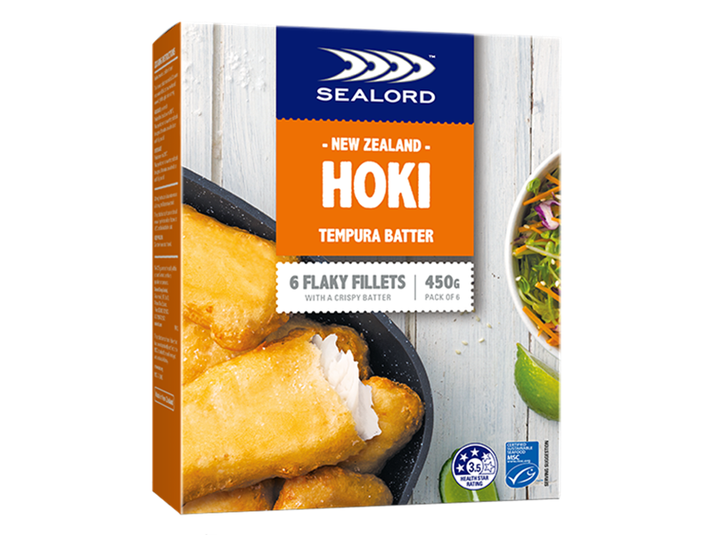 Sealord Hoki Tempura Batter Flaky Fish Fillets 6pk 450g