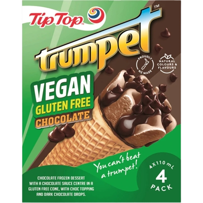 Tip Top Trumpet Vegan Chocolate Ice Cream On Cone 4pk