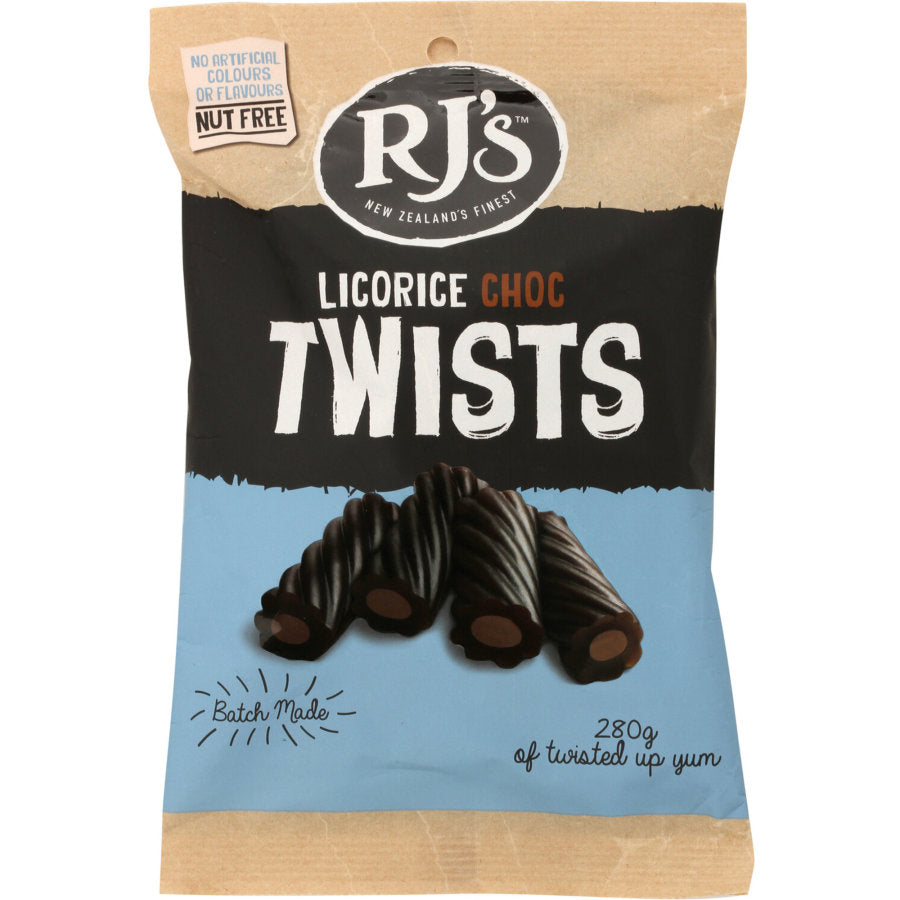 RJs Licorice Choc Twist 280gm