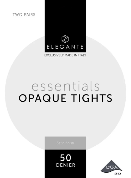 Elegante Luxury Opaque 50D 2 Pair Pack Black Medium