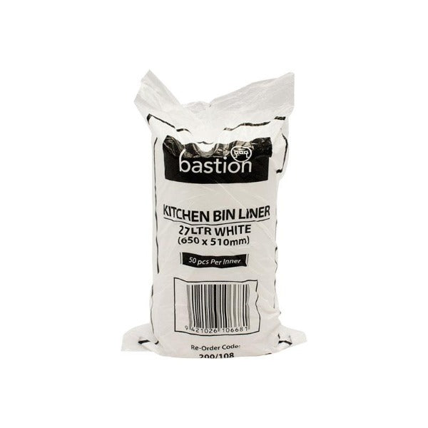 Bastion Bin Liner White 27L 50pk