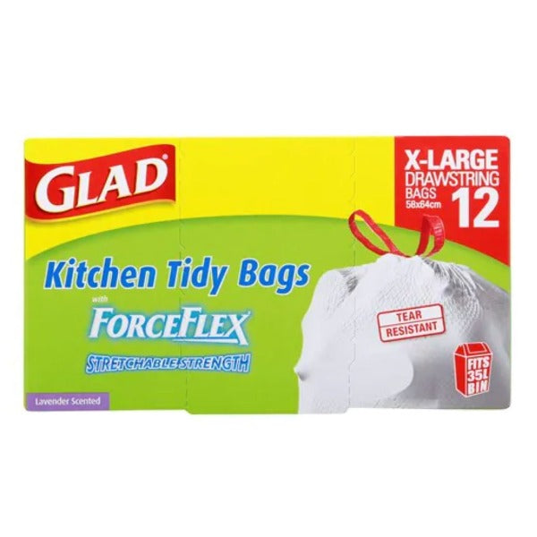 Glad Drawstring Kitchen Tidy Bags X Large 12pk 58cm x 64cm