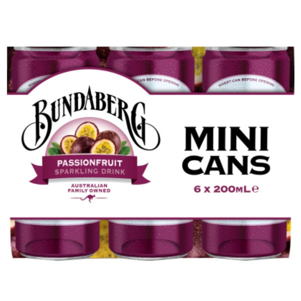 Bundaberg Passionfruit Sparkling Drink Mini Cans 200ml x 6pk