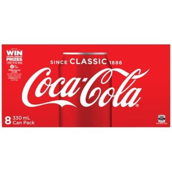 Coca Cola Classic Soft Drink Cans 330ml x 8pk