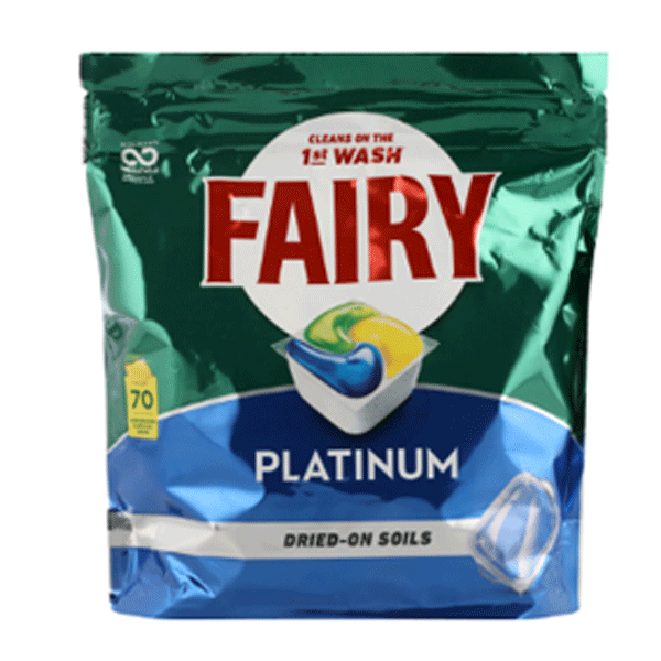 Fairy Platinum Lemon Scent Original Dishwasher Capsules 70pk