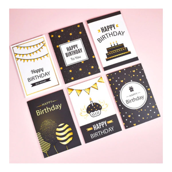 Happy Birthday Gift Card & Envelope - Black