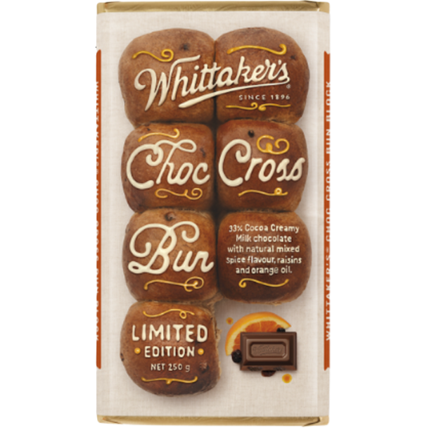 Whittakers Limited Edition Hot Cross Bun Chocolate Block  250g