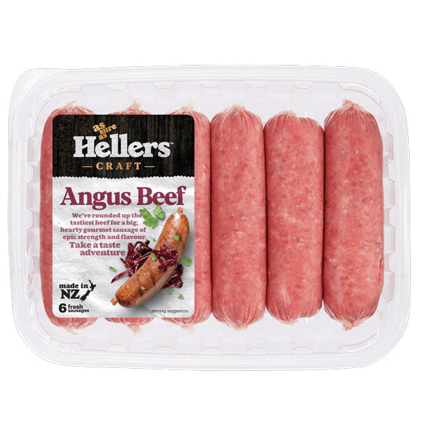 Hellers Sausages Angus Pure 6pk