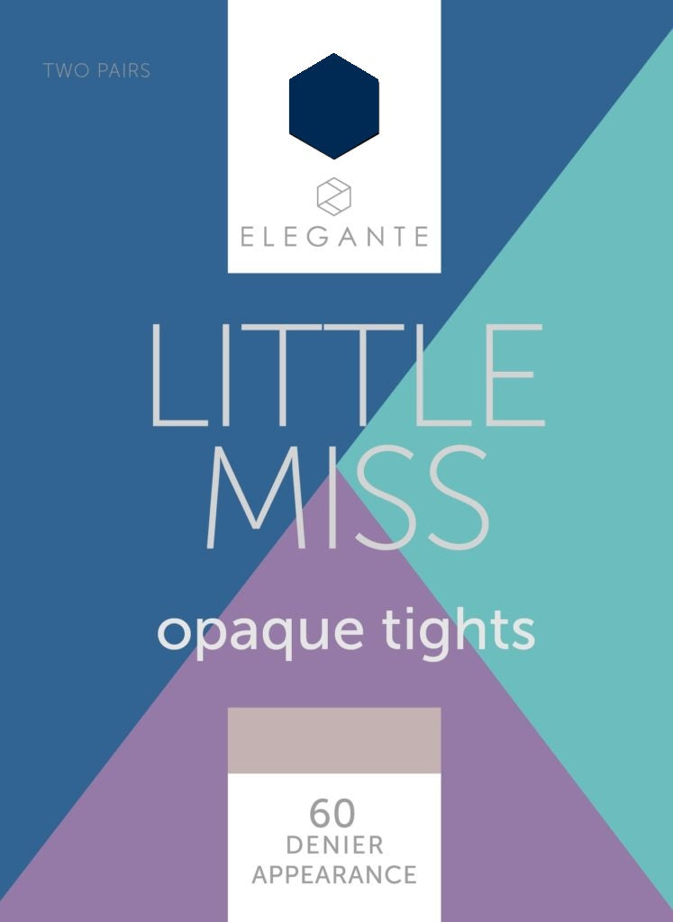 Little Miss Elegante Opaque Tights 60 Denier Navy 7-8yrs 2pk