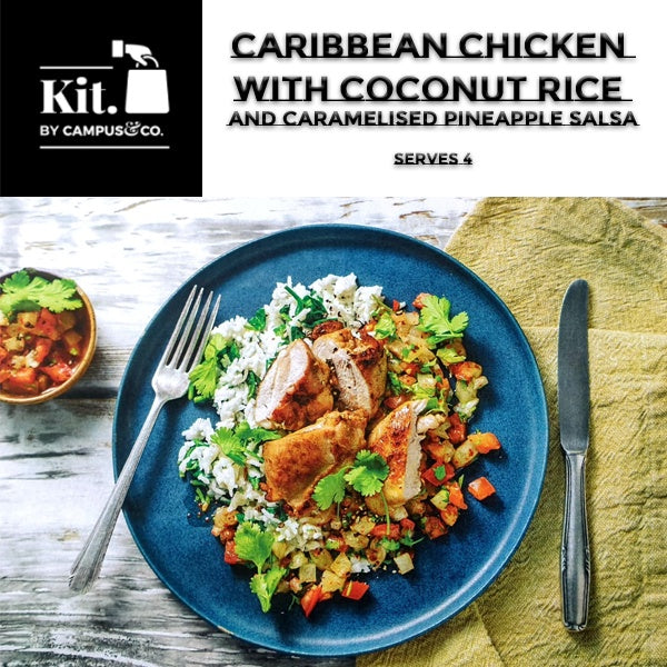 Caribbean Chicken with Coconut Rice and Caramelised Pineapple Salsa Meal kit - 4 Person