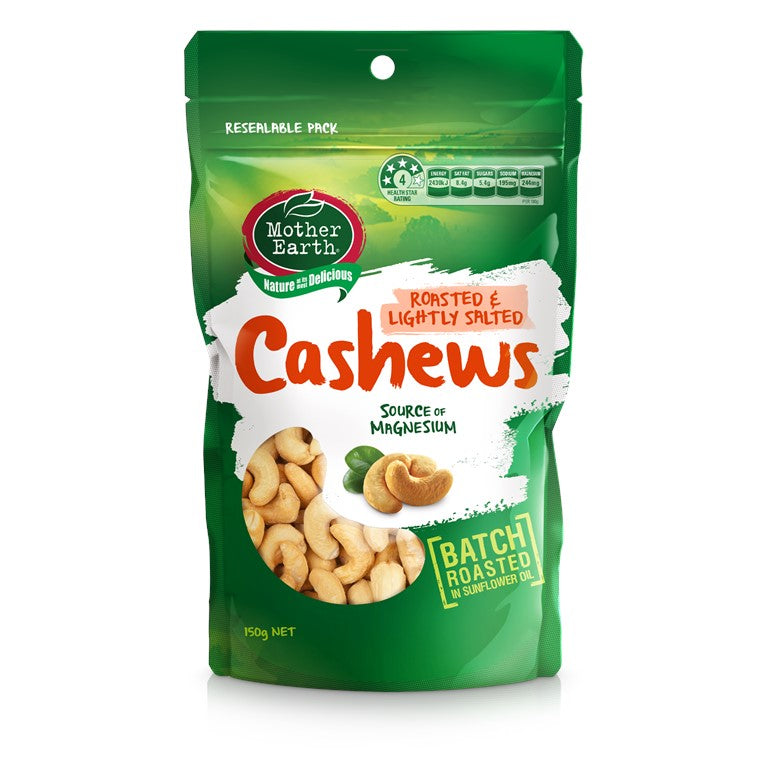 Mother Earth Cashews Roast Lightly Salted 150g