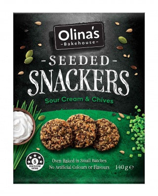 Olinas Bakehouse Sour Cream & Chives Seeded Snackers 140g