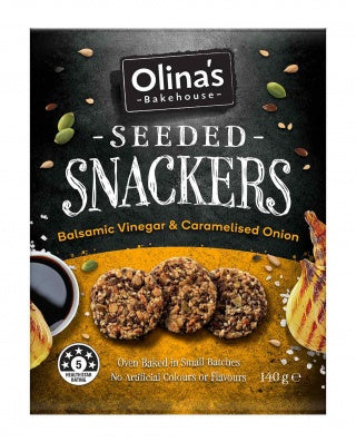 Olinas Bakehouse Balsamic Vinegar & Caramelised Onion Seeded Snackers 140g