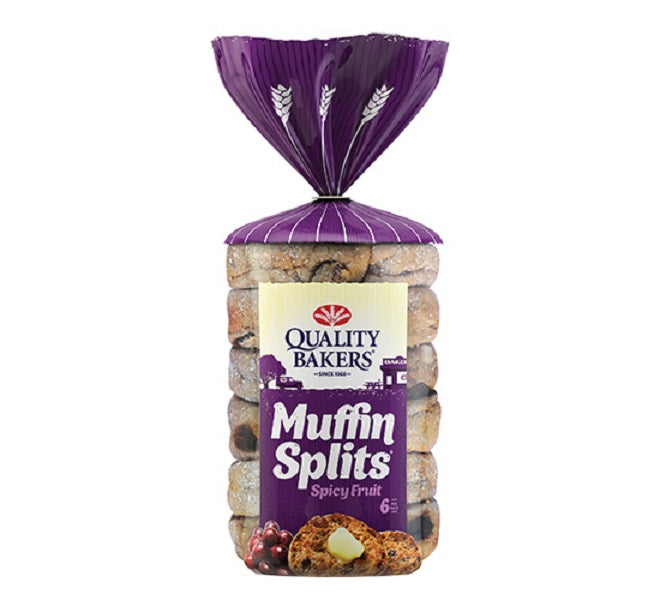Quality Bakers English Muffin Splits Spicy Fruit 390g
