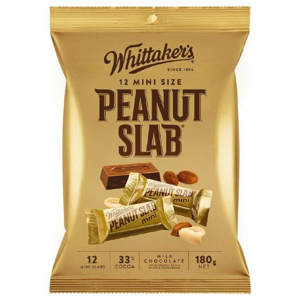 Whittakers Mini Size Peanut Slab Milk Chocolate Bars 12pk 180g