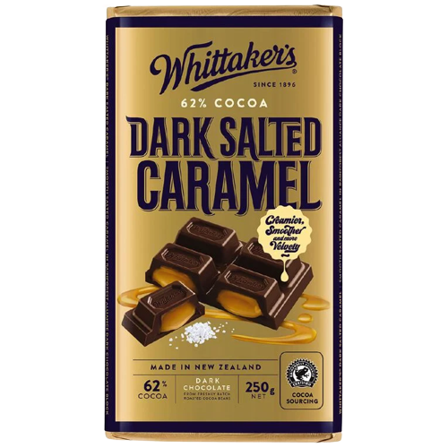Whittakers 62% Dark Salted Caramel Chocolate Block 250g