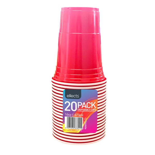 Effects Disposable Red Plastic Cups 473ml 20pk