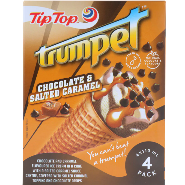 Tip Top Trumpet Salted Caramel Ice Cream On Cone 4pk