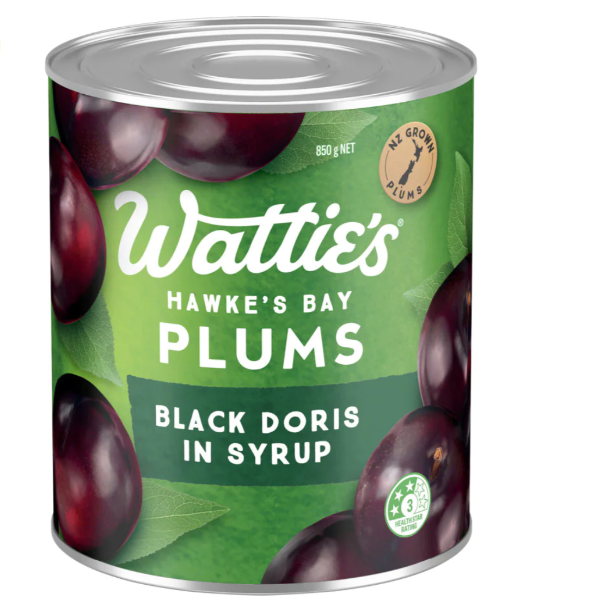 Watties Black Doris Plums In Syrup  850g