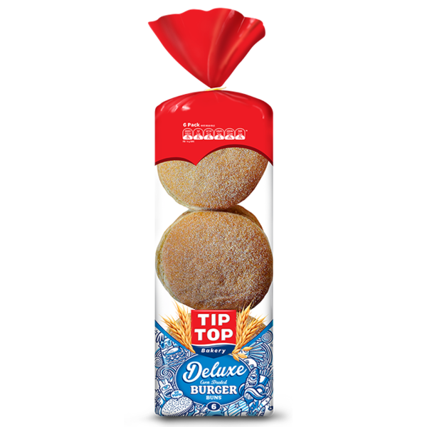 Tip Top Deluxe Corn Dusted Burger Buns 6pk
