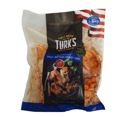 Turks Free Range Butterfly Chicken Spicy Buffalo 1.5kg