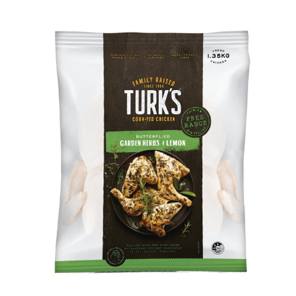 Turks Free Range Butterfly Chicken Garden & Herbs 1.35kg