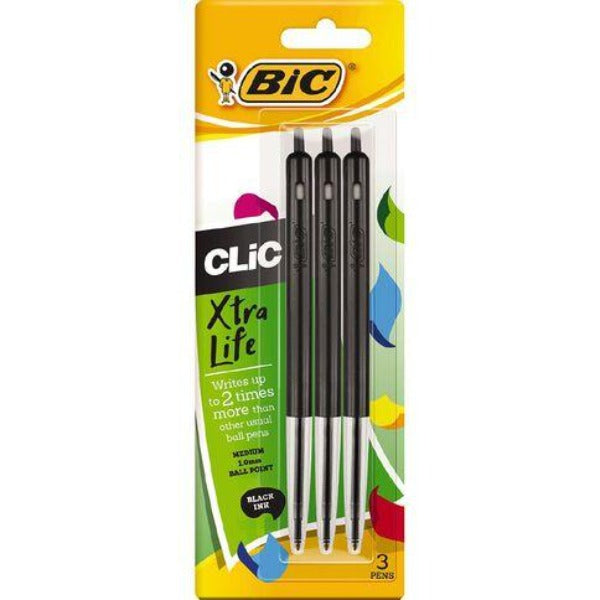 Bic Clic Pens Black 3pk