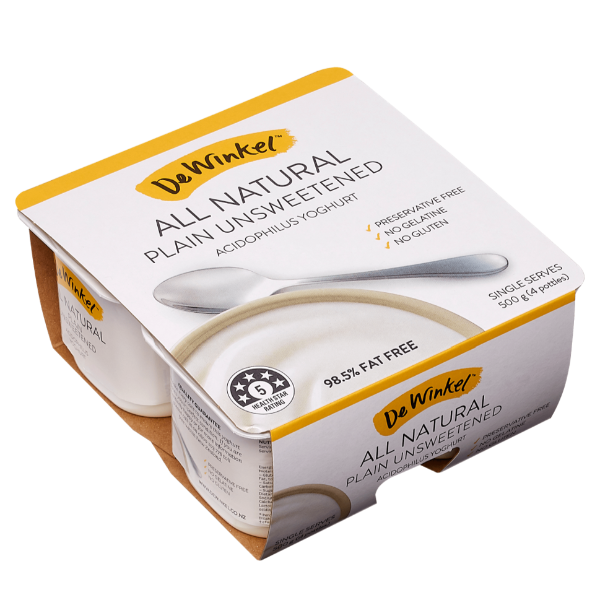 De Winkel All Natural Plain Unsweetened Yoghurt 4pk 500g