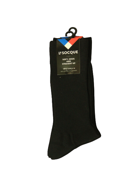 LeSocque Mens 2pk Black Socks Size 6-10