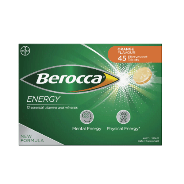 Berocca Energy Orange Flavour Effervescent Tablets 45pk