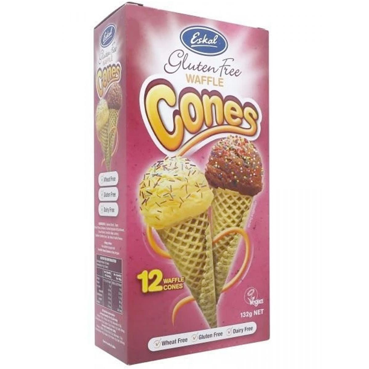 Eskal Gluten Free Waffle Ice Cream Cones 132g
