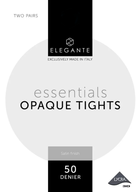 Elegante Luxury Opaque 50D 2 Pair Pack Black XLarge