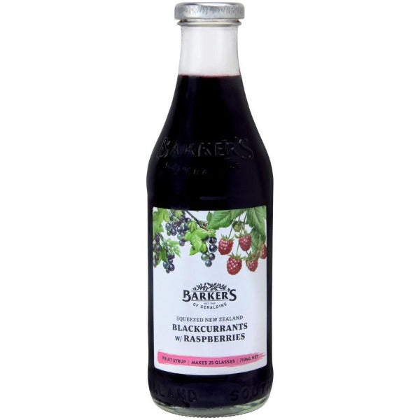 Barkers NZ Blackcurrant & Raspberry Fruit Syrup 710ml