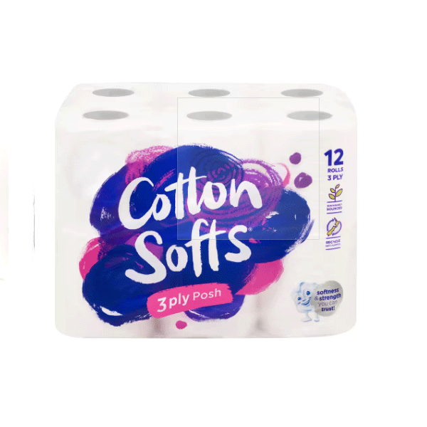 Cotton Softs Posh White 3ply Toilet Tissue 12pk