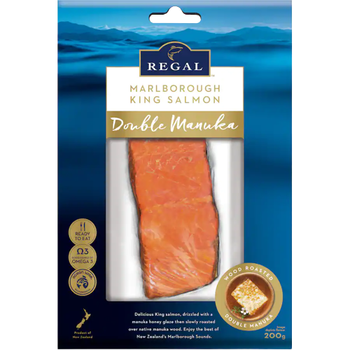 Regal Hot Smoked Salmon Portion Skin-On, Bone-Out 100g - Double Manuka