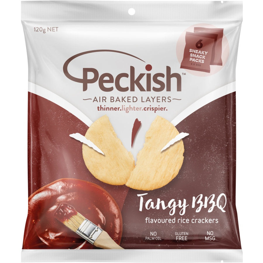 Peckish Tangy BBQ Rice Crackers Snack Pack 120g