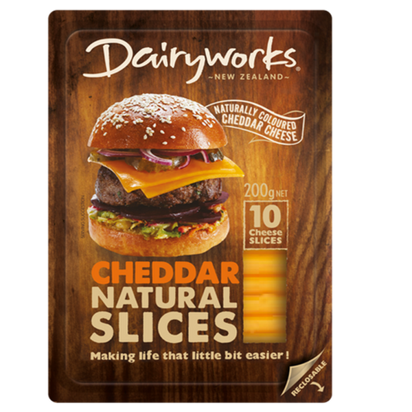 Dairyworks Cheddar Natural Cheese Slices 200g