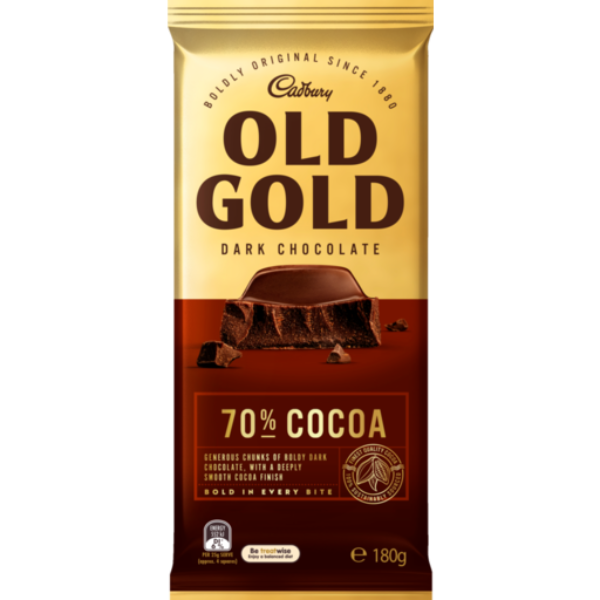 Cadbury Old Gold 70% Cocoa Dark Chocolate Block 180g