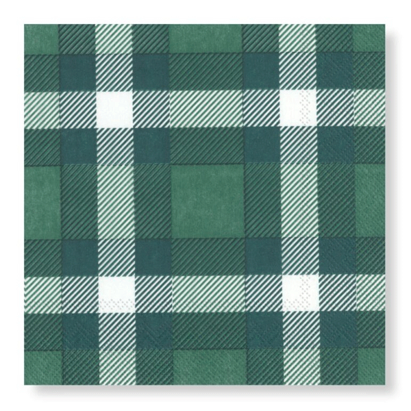 Manor Road Classic Plaid Green Cocktail Napkins