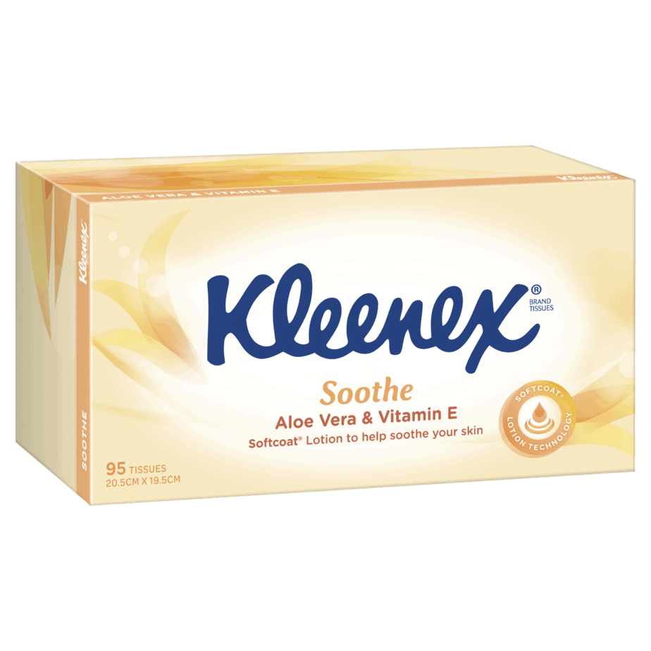 Kleenex Soothing Care Aloe Vera Facial Tissues 3ply 95pk