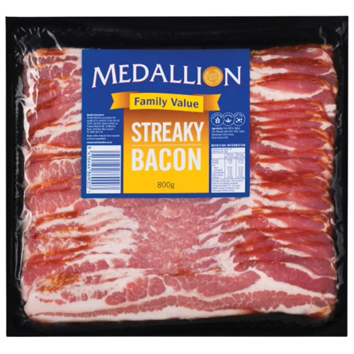 Medallion Family Value Streaky Bacon 800g