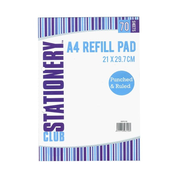 Club Stationery A4 Ruled Refill Pad 70 Sheets